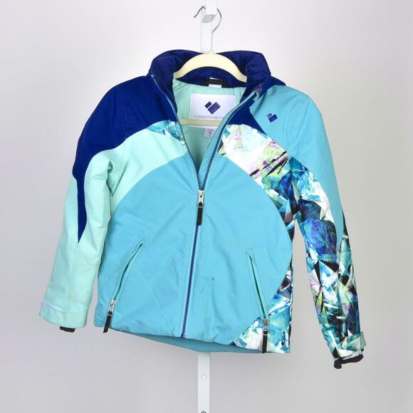 Obermyer Kids Tabor Teal / Graphic Print Teen Ski Jacket Size S / 8 - Picture 1 of 3